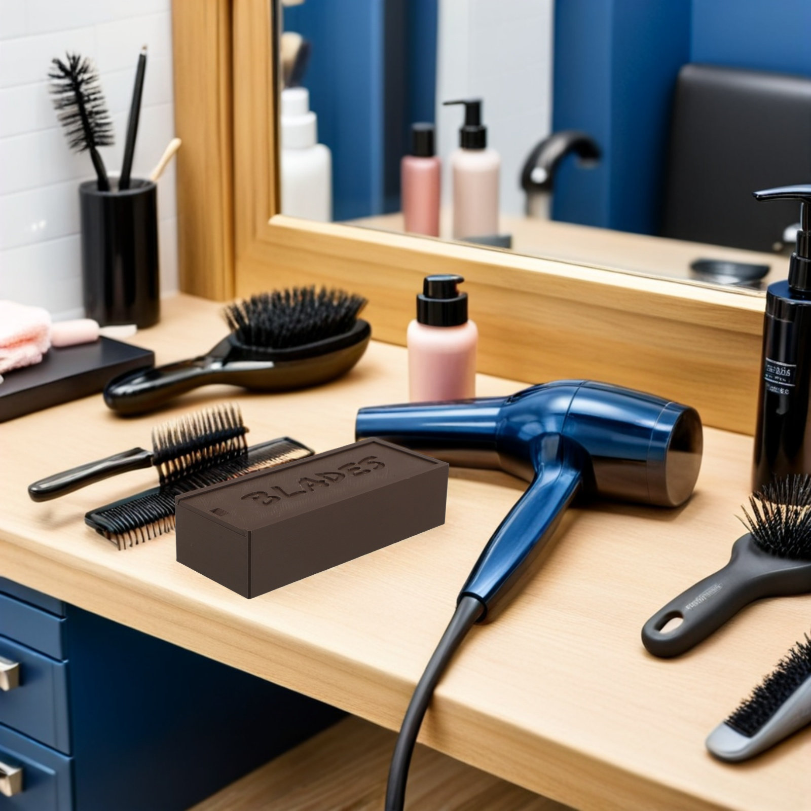 Home Barber - Brown Plastic Blade Storage Case Double