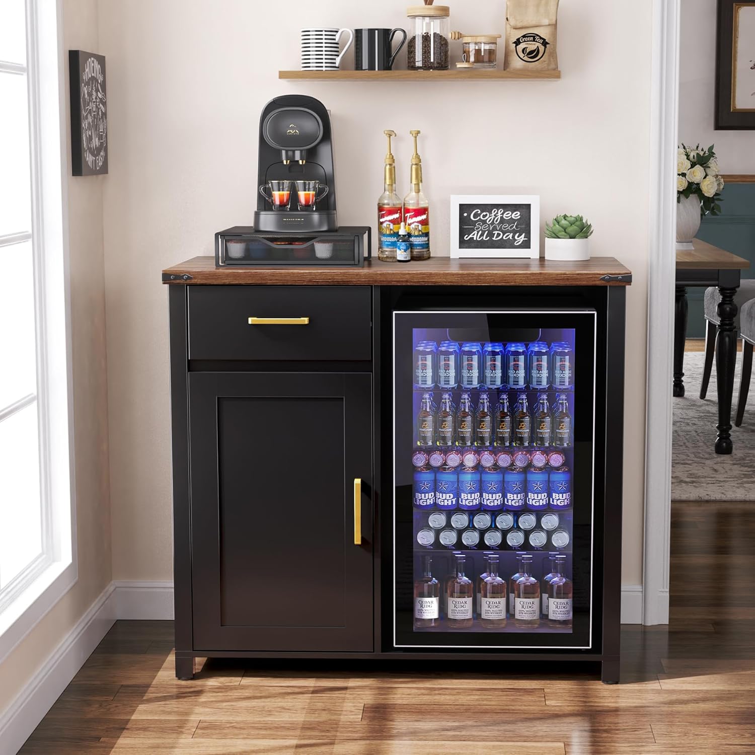 Coffee Bar Cabinet with Mini F – Home Bar And Fridge recenzja i cena
