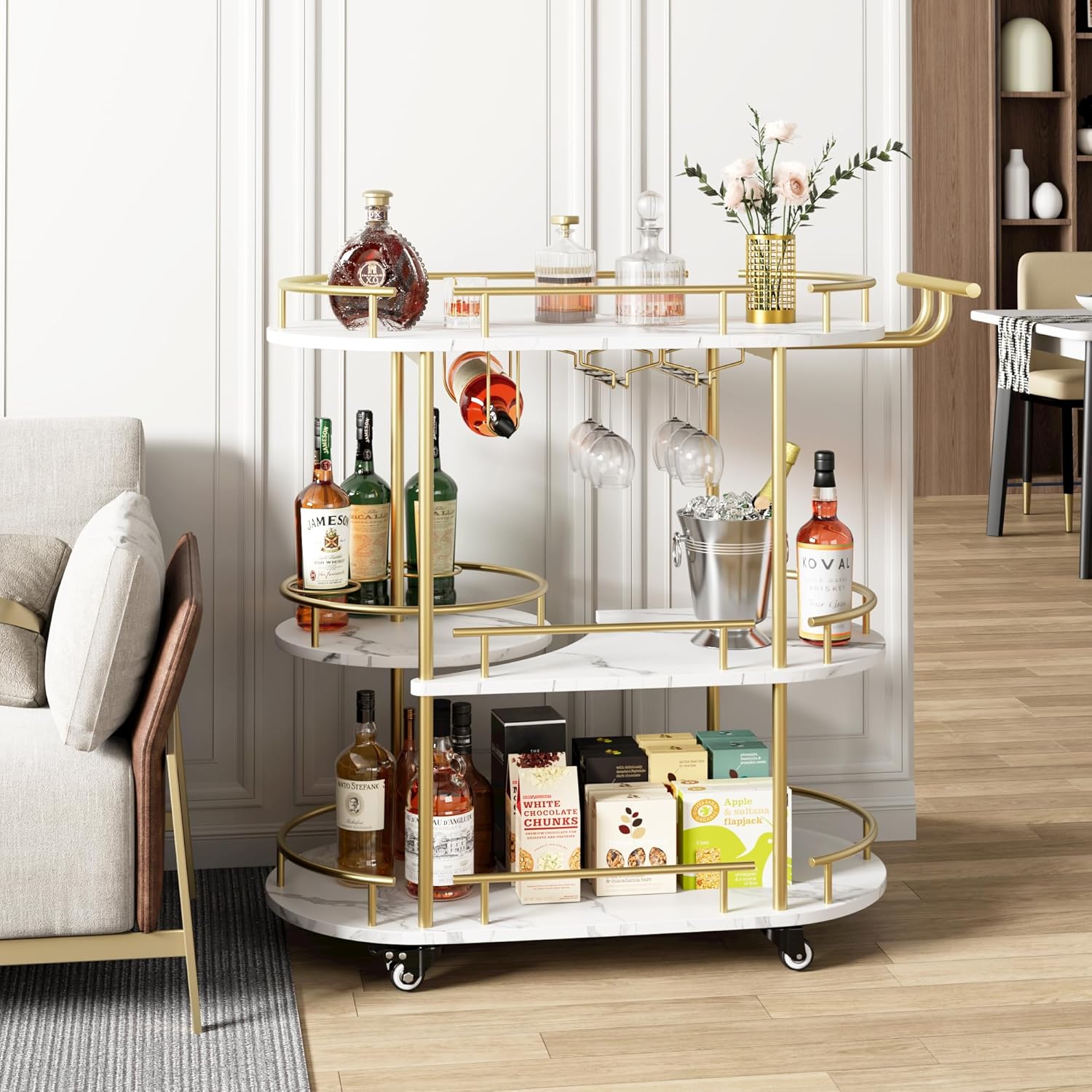Gold Bar Carts with 4-Tiers St – Bar Cart Gold recenzja i cena