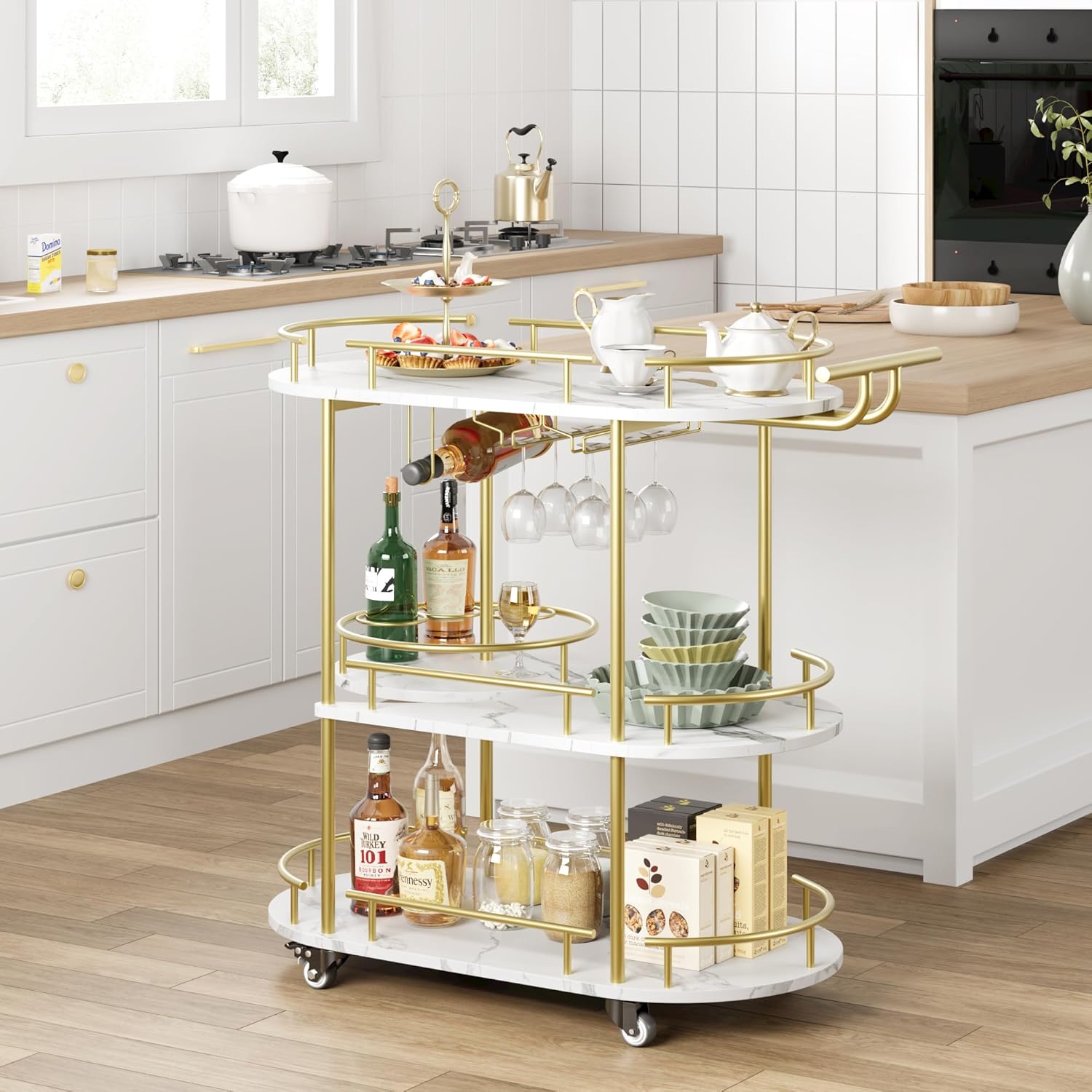 Gold Bar Carts with 4-Tiers St – Bar Cart Gold recenzja i cena