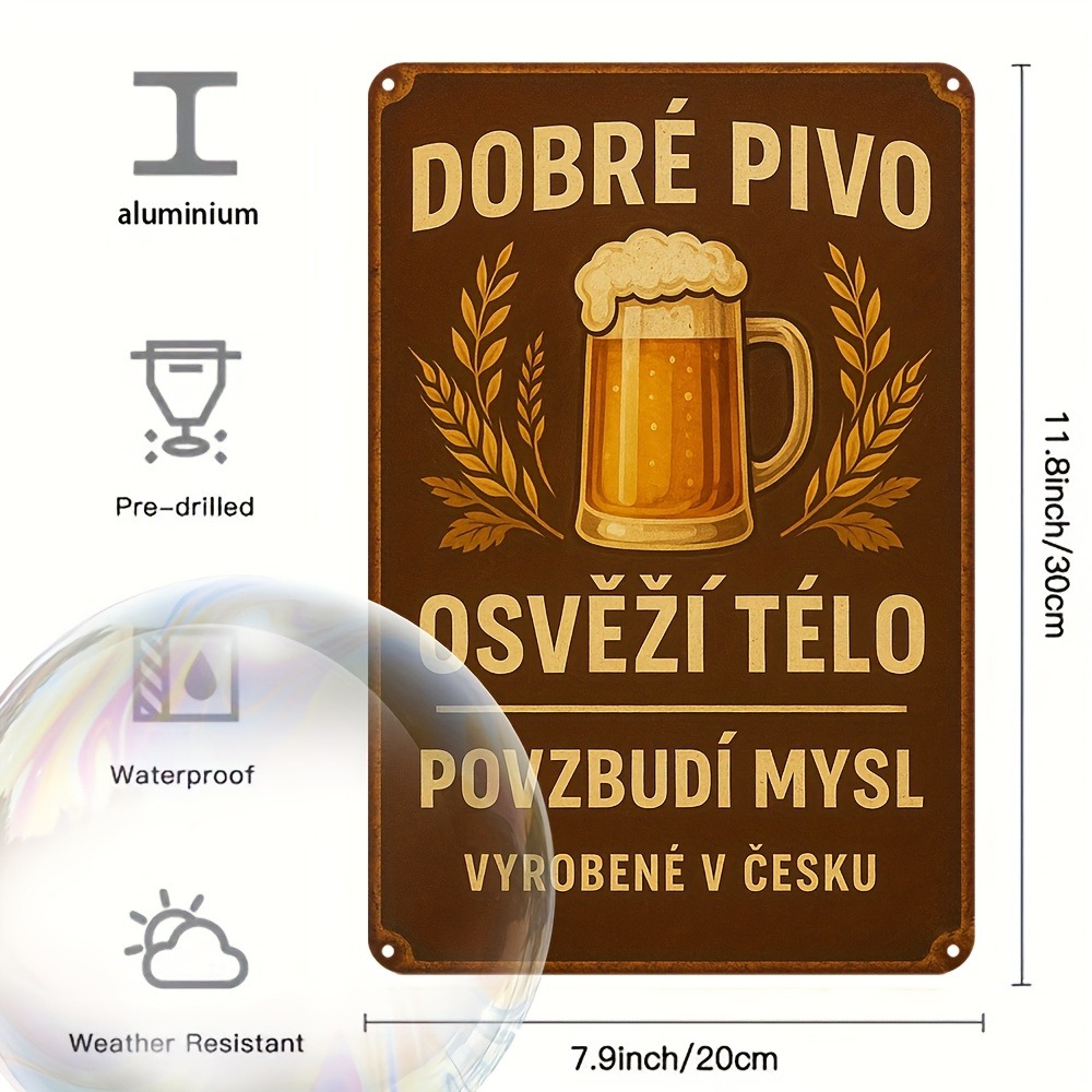 Vintage Czech Beer Metal Sign  – Home Bar Accessories recenzja i cena